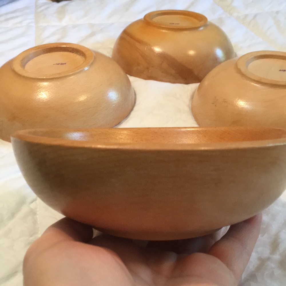 Vintage Japan handmade wooden 6” bowl set of 4